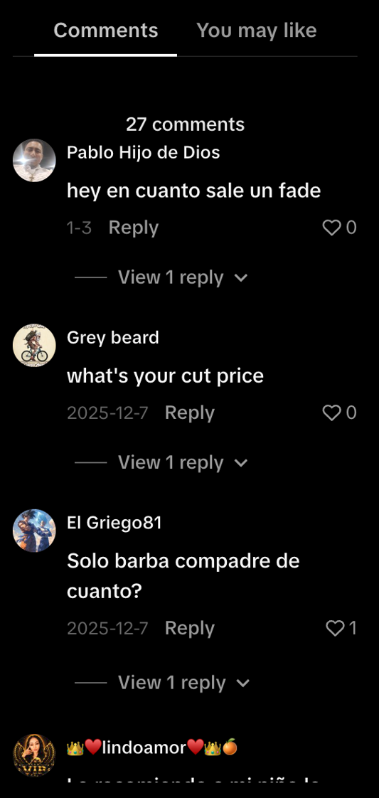 Comentarios reales de TikTok debajo del video de 34,700 vistas
