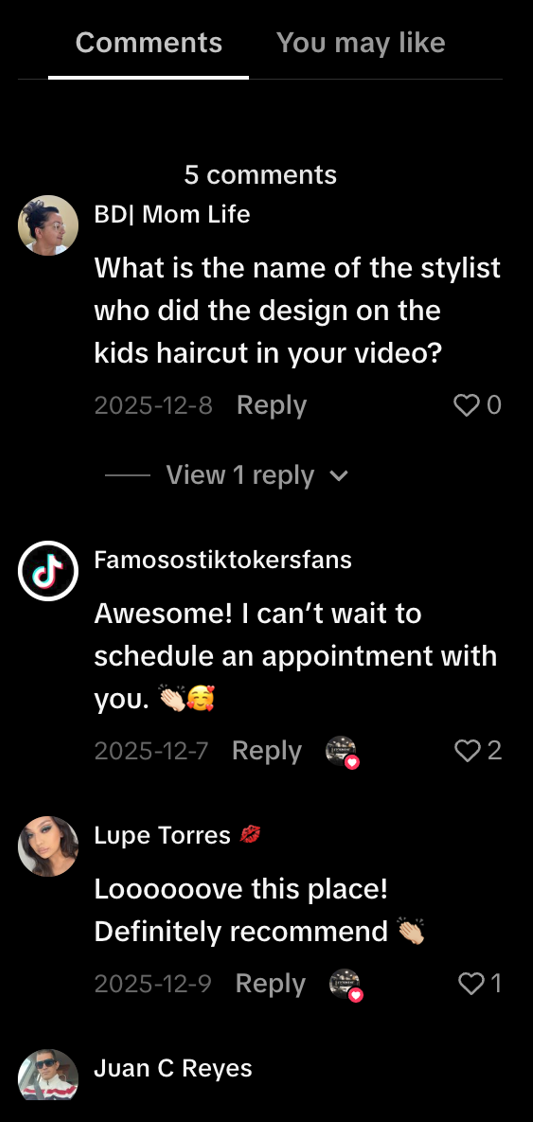 Comentarios reales de TikTok debajo del video de 5,664 vistas