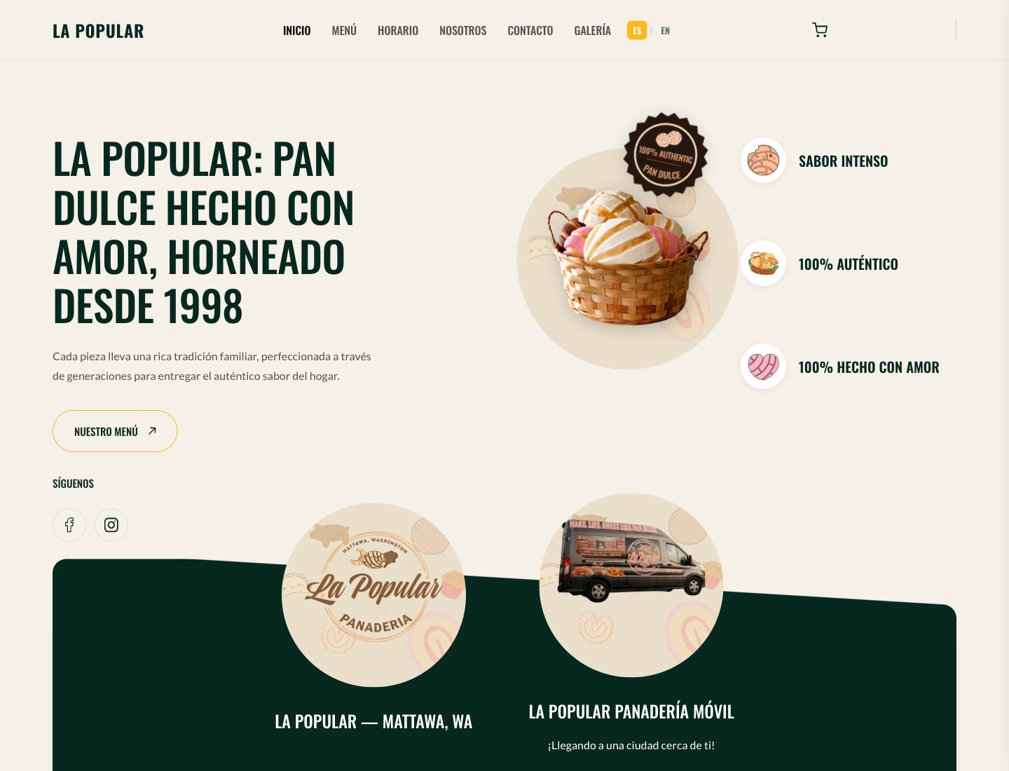 La Popular Bakery website preview