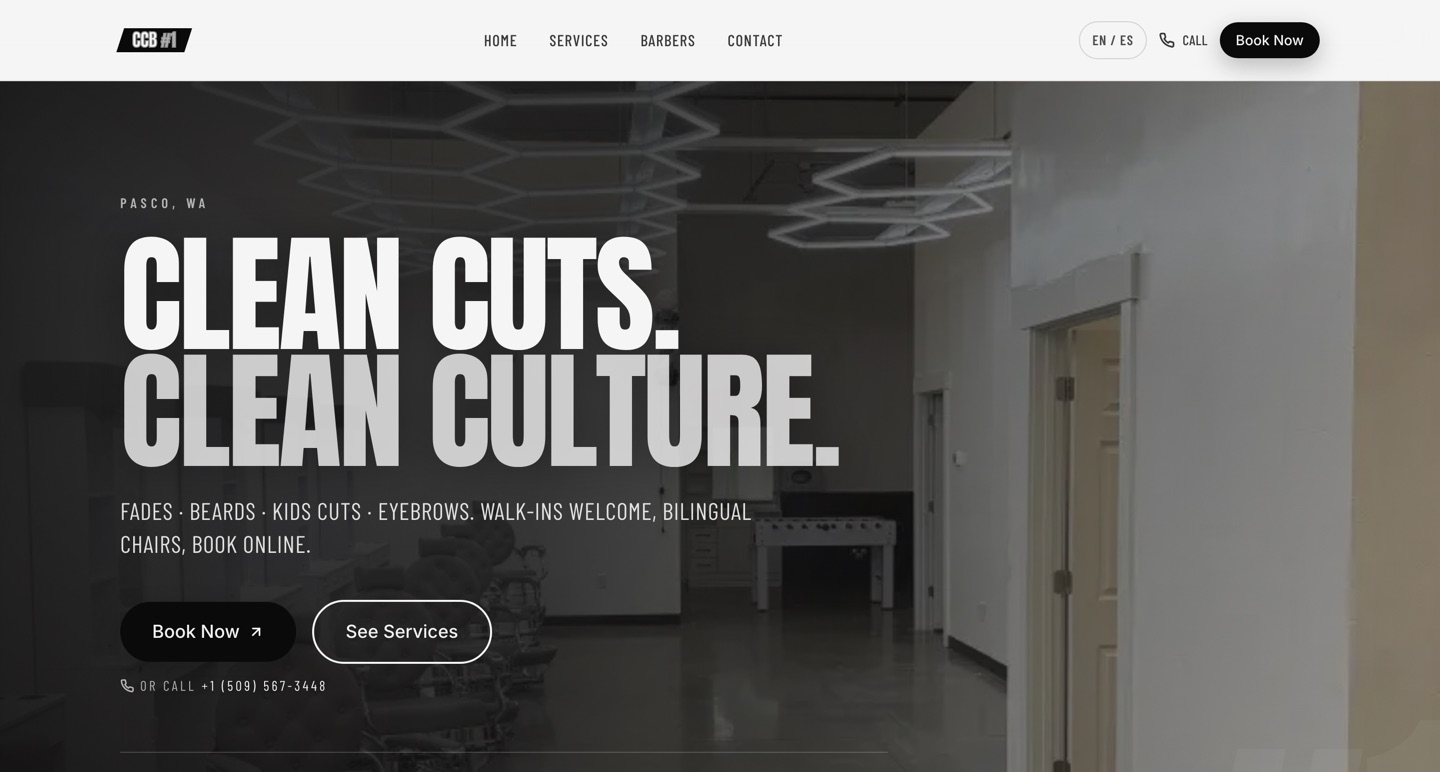 Clean Culture Barbershop website built by Fade Growth Partner