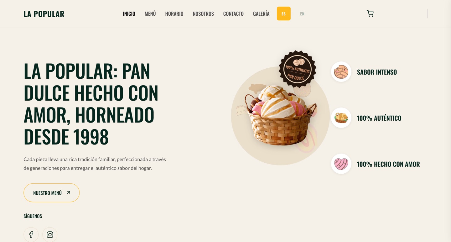 La Popular Bakery website built by Fade Growth Partner
