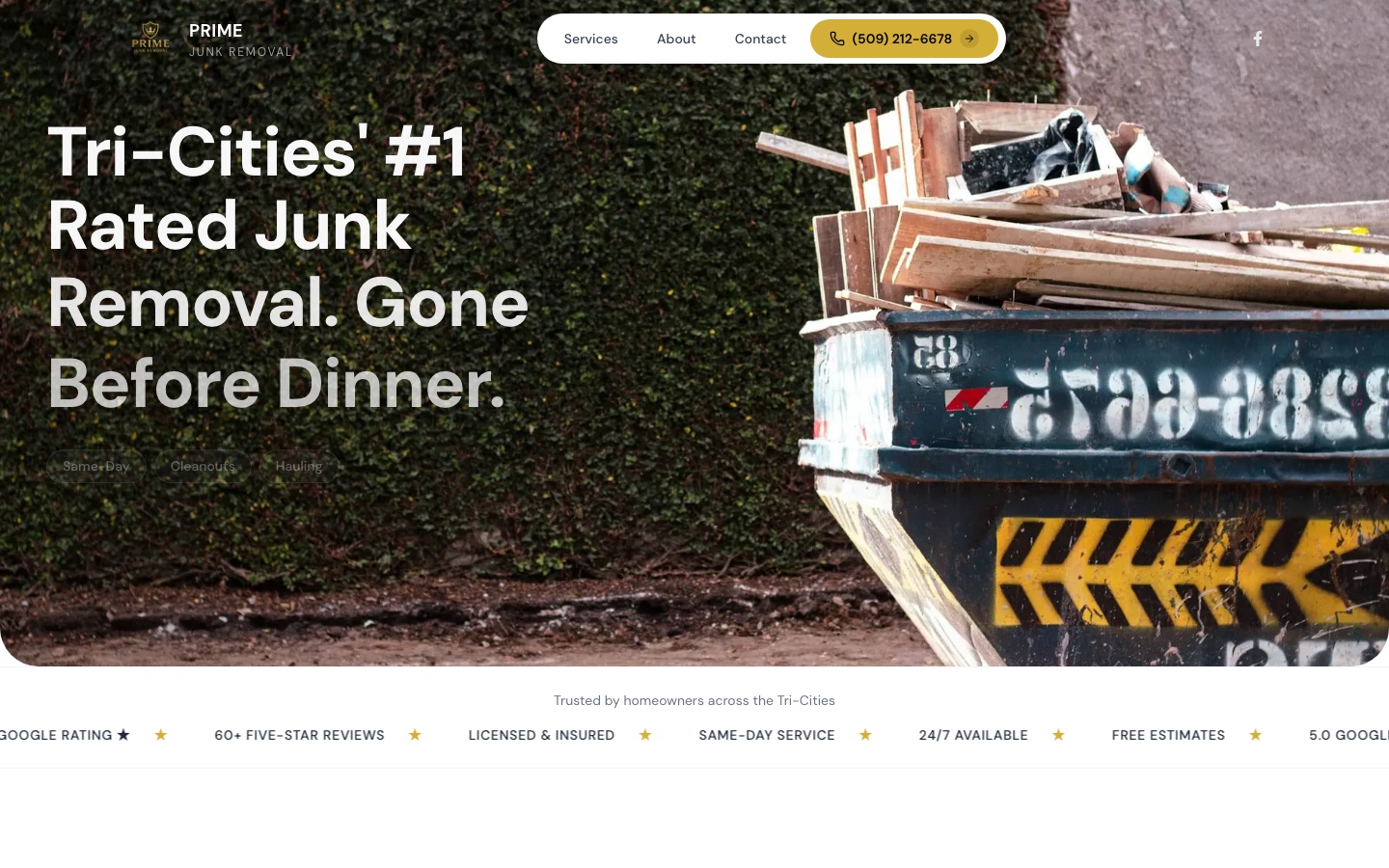 Prime Junk Removal website preview