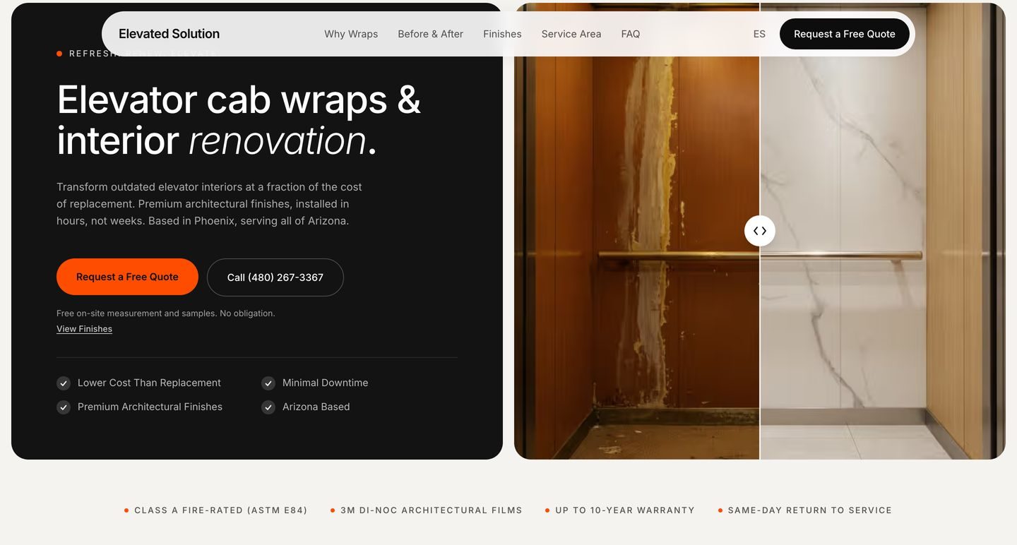 Elevated Solution website designed by Fade