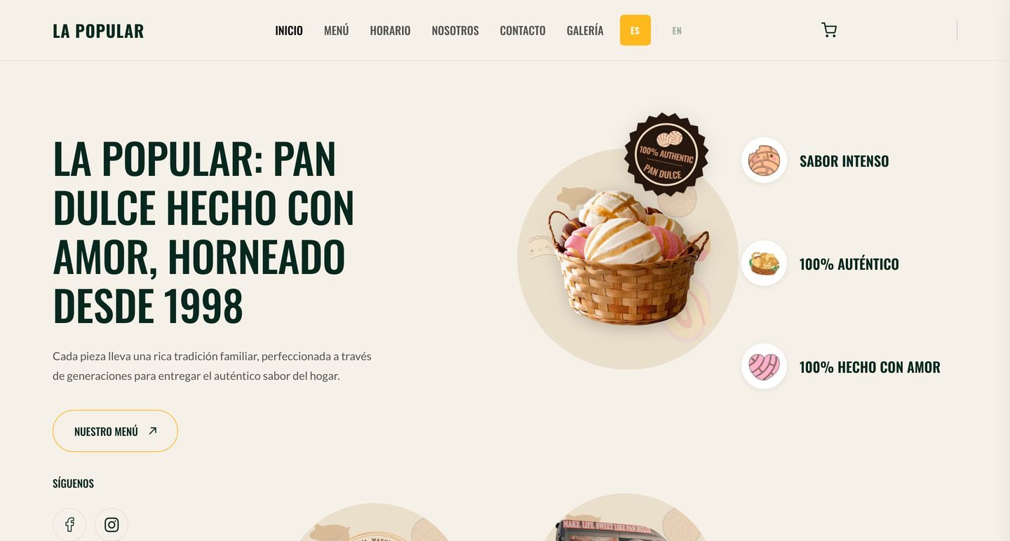 La Popular Bakery website designed by Fade