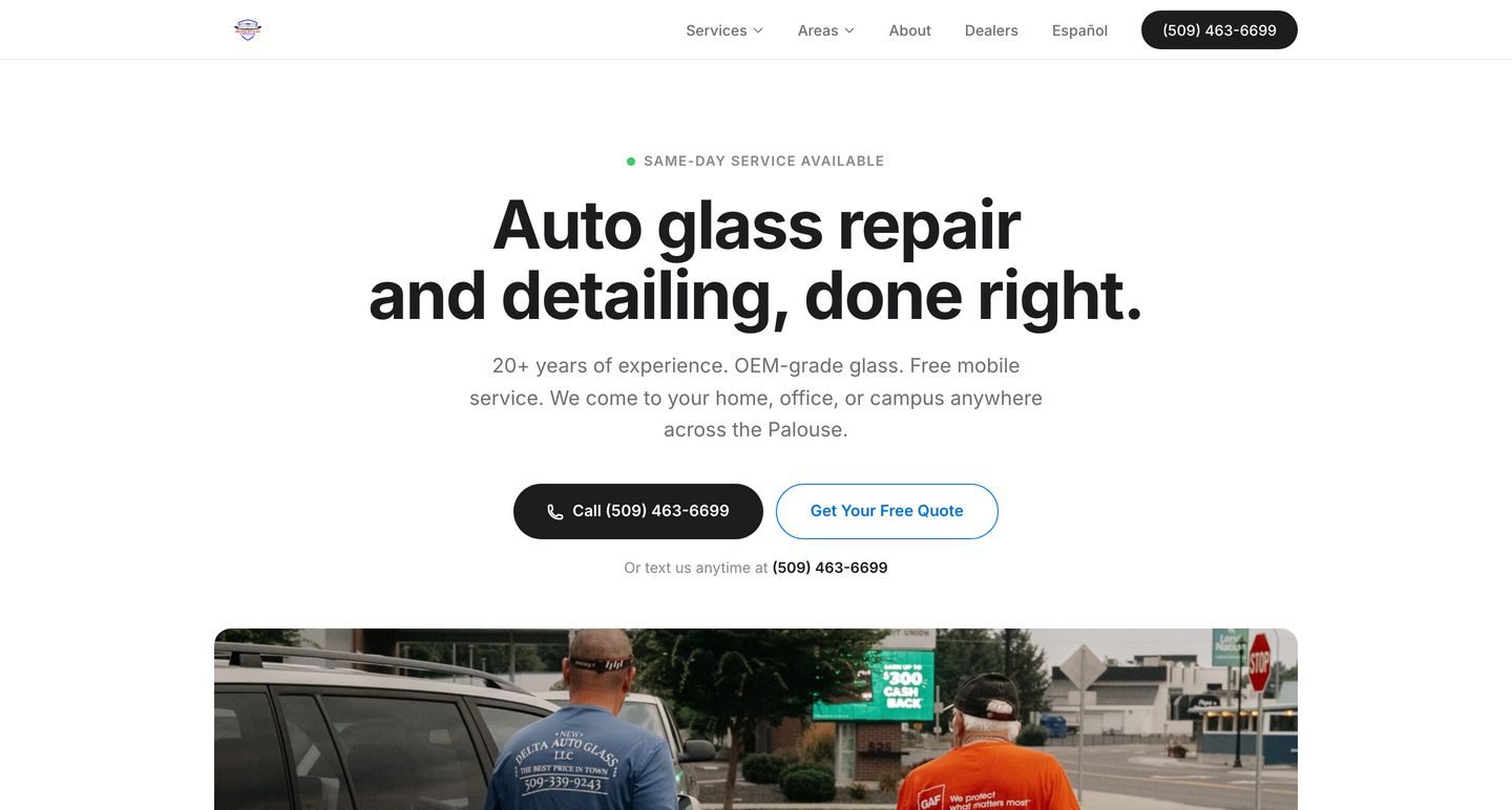 New Delta Auto Glass website designed by Fade