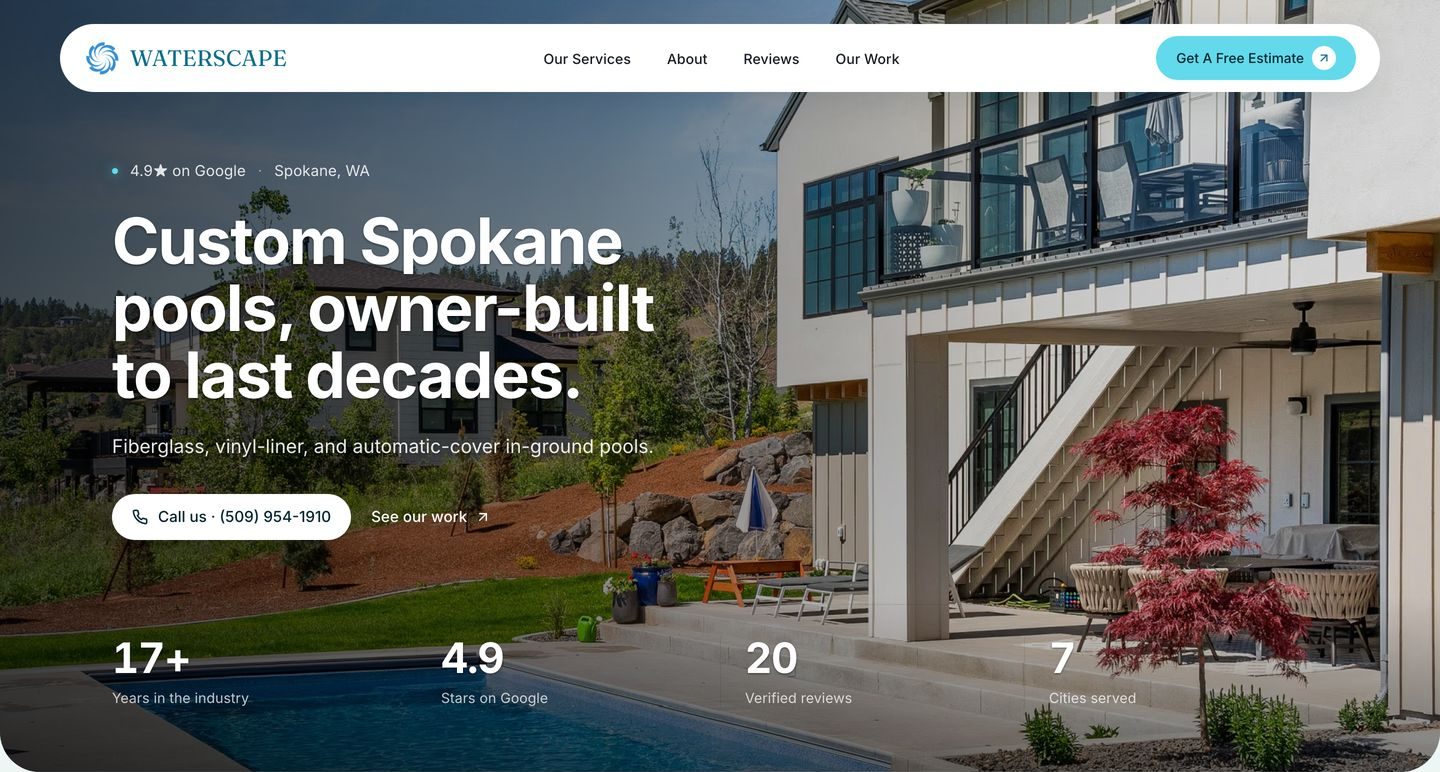 Waterscape Pools website designed by Fade