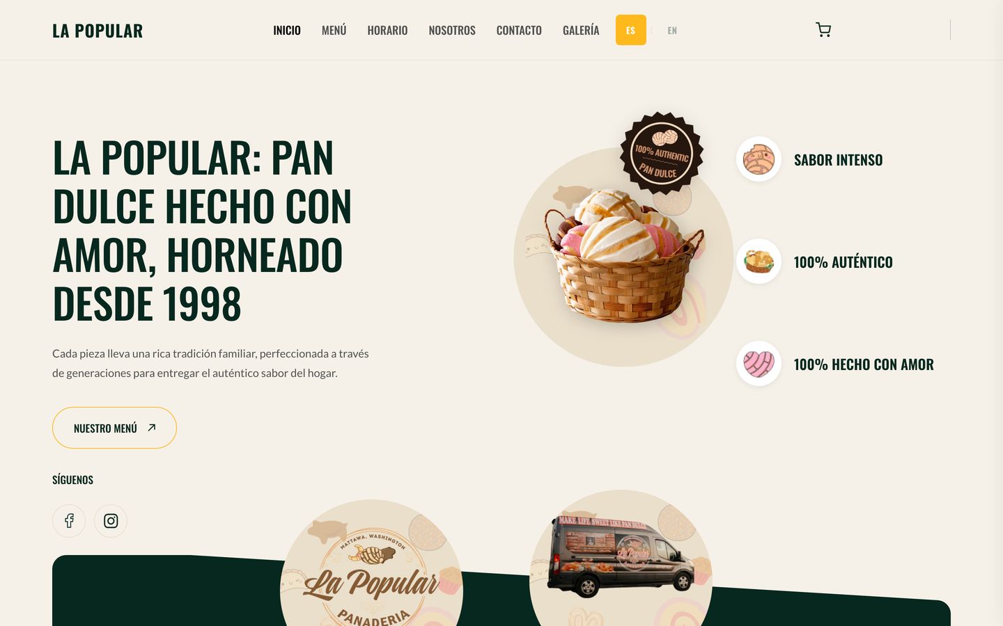 La Popular Bakery website built by Fade