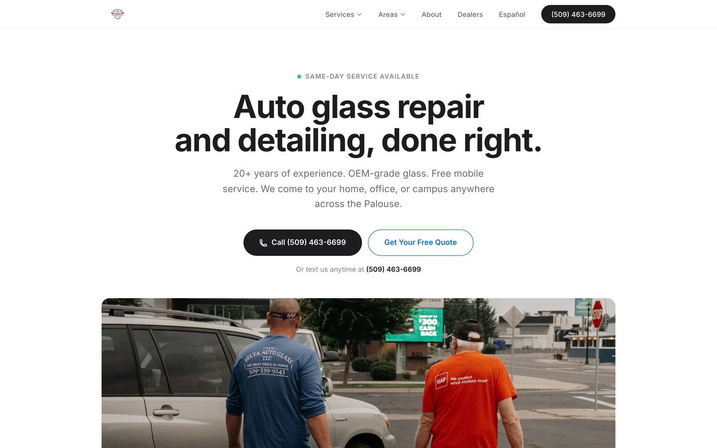 New Delta Auto Glass and Detailing website built by Fade