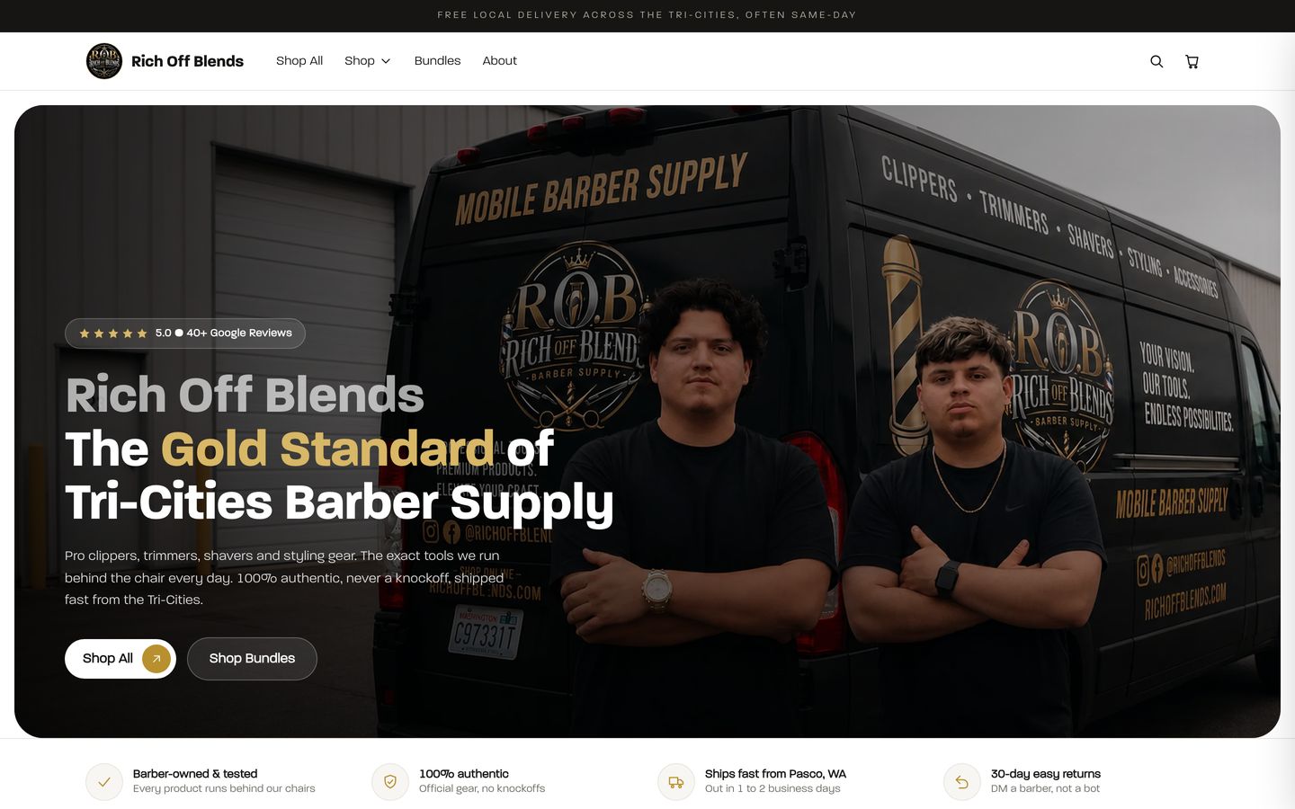 Rich Off Blends online barber supply store built by Fade
